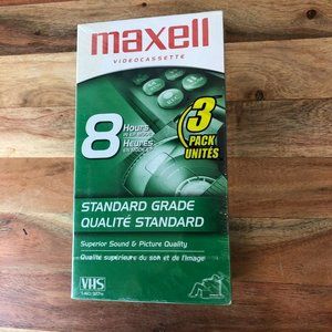 MAXELL VHS TAPES 8 HOUR PACK OF 3 NEW